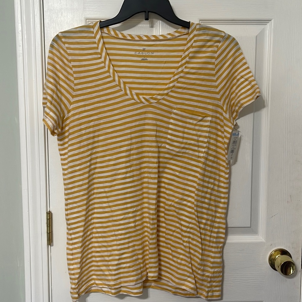 Caslon Mustard and white Striped Tee (NWOT)